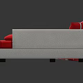 Modern Stylish L shaped Sectional Sofa With Red White Cross Pattern Cushions