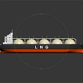 Realistic LNG Carrier Model With Spherical Tanks And Hull Design