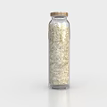 Transparent Ceramic Storage Jar With Wooden Lid And White Grains Inside