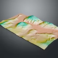3D Colored Terrain Model With Rolling Hills Green And Brown Landscapes