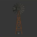 Vintage Wooden Windmill Decorative Furniture With Metal Blades And Sturdy Base