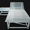 Outdoor Lounge Chair With Slatted Design And Matching Side Table For Garden Use