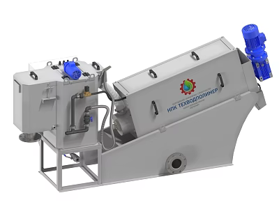 New Technology Industrial Sludge Dewatering Equipment With Spiral Structure And Blue Motor 3d model