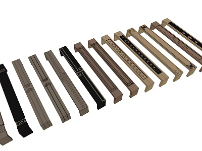 Various Modern Cabinet Handles With Different Colors And Sleek Styles For Drawers 3d model