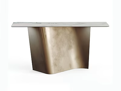 Sleek Modern Console Table With Curved Metal Base And Smooth Marble Top For Interior Design 3d model