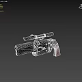 Tactical Pistol With Wooden Grip Metal Frame Perforated Barrel And Top Accessory