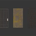 Vintage Rustic Metal Grilles And Wooden Panel For Decorative Architectural Elements 3d model