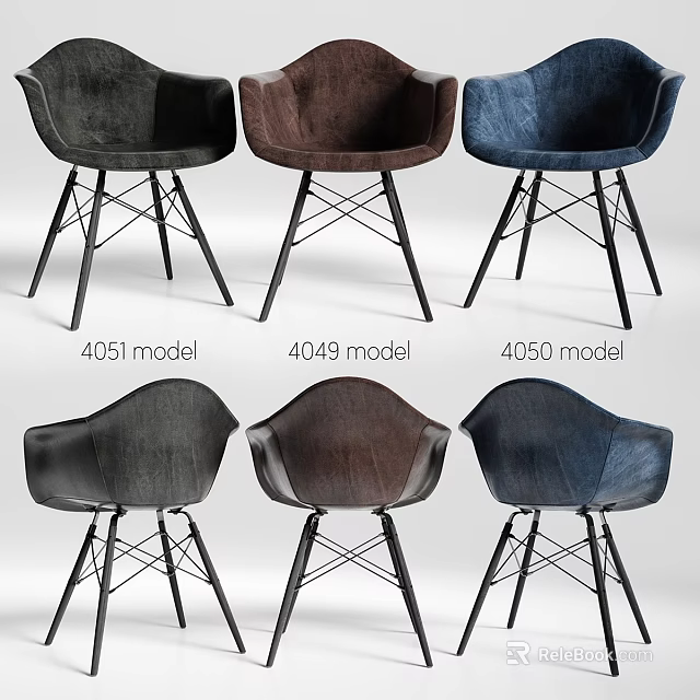 Modern Single Chair Design with 4051 4049 4050 Models and Color Options 3d model 