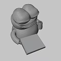 3D Green Frog Game Character Wearing Blue Shirt Brown Shorts Holding Pizza Box Cola