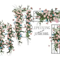 Elegant Floral Display With Pink And Blue Flowers On Metal Racks