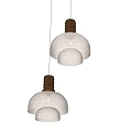 Two Modern Woven Pendant Lights With Wooden Accents And Warm Glow