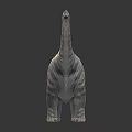 Realistic Sauropod Dinosaur Model With Long Neck Striped Skin On Reflective Surface 3d model