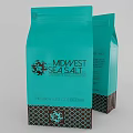 Teal Midwest Moca Salt Packaging With Decorative Patterns And Brown Grid Base