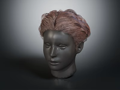 Game Movie Character Head Model With Brown Curled Updo Hairstyle Design Details 3d model