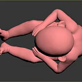Detailed Pink Human Fetus Model in Crouched Position 3D Medical Rendering
