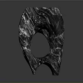 Abstract Geometric Polyhedral Furniture Sculpture With Metallic Black Surface And Hollow Design Structure