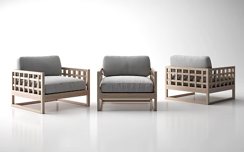New Chinese Style Single Sofa Chair 3d model