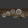 Wooden Shelf With Glass Jars Containing Spices And Hanging Dried Herb Bundles