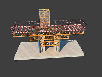 Construction Structure Model Featuring Steel Frame Scaffolding And Concrete Base 3d model