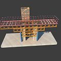 Construction Structure Model Featuring Steel Frame Scaffolding And Concrete Base
