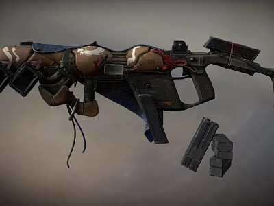 Tactical Worn Rifle Design With Attached Magazines And Ammunition Blocks 3d model