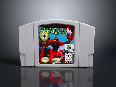 Retro White Nintendo 64 Star Fox 64 Game Cartridge Electronic Device 3d model