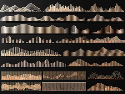 Modern Feature Wall With Various Geometric Patterns Layered Textures Gold And Black Metallic Finishes 3d model
