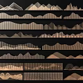 Modern Feature Wall With Various Geometric Patterns Layered Textures Gold And Black Metallic Finishes