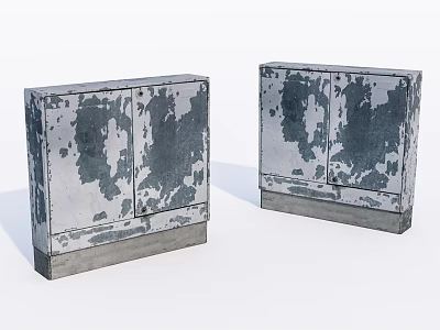 Industrial Equipment Metal Double Door Cabinets With Rustic Finish And Base Stand 3d model