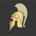 Golden Classical Style Helmet With Plume And Face Guard Details