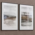 Framed Abstract Wall Art Prints With Gray Brown White Watercolor Style Design Decor