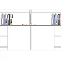 Modern Office Desk With Divider Shelves And Organized Desktop Office Supplies