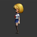Anime Style 3D Game Character With Blonde Hair Blue Eyes And Sailor Uniform Outfit