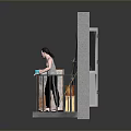 Balcony With Wall Window Railing Person Holding Cup And Storage Box
