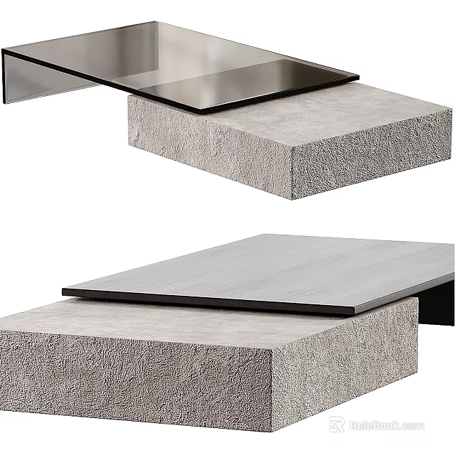 Modern Coffee Table Design With Stainless Steel Frame And Wooden Top 3d model 