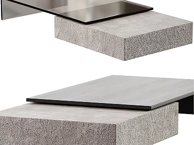 Modern Coffee Table Design With Stainless Steel Frame And Wooden Top 3d model