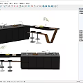 Modern Bar Counter Area With Black Cabinets Marble Top Copper Frame And Bar Stools