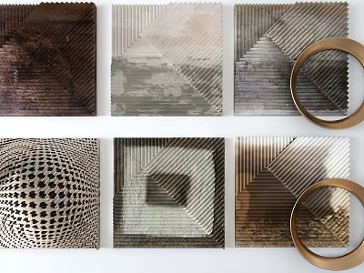 Modern Textured Wall Decor With Geometric Patterns And Circular Accents 3d model