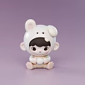 Game And Movie Character In Rabbit Costume With Childlike Figure Sitting On Purple Background