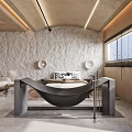 Modern Hotel Room Interior With Hammock Glass Partition And Concrete Floor