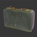 Vintage Blue Green Suitcase With Scratched Surface Gold Fittings And Black Handle