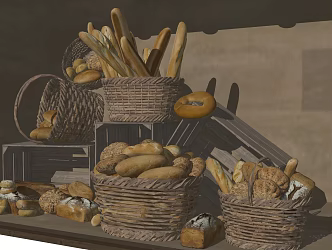 Modern Window Bakery Bread Breakfast Shop European-style Shop 3d model