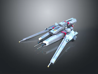 Futuristic Sci-Fi Spaceship 3D Model With Metallic Wings Engines And Detailed Design 3d model