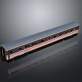 Modern Train Carriage Model With Gray White Red Stripes And Detailed Windows