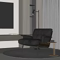Dark Green Leather Accent Chair In Modern Living Room With Side Table And Floor Lamp