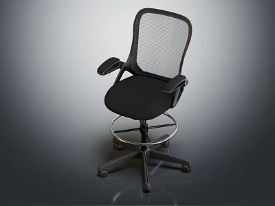 Ergonomic Office Chair With Mesh Back Black Seat Armrests And Wheeled Base 3d model