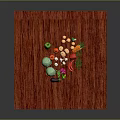 Fresh Assorted Vegetables Displayed on Red Square Mat with Cabbage Mushrooms Carrots and Peppers