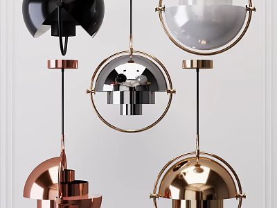 Modern Pendant Lights With Various Designs Including Black Copper Gold Spherical And Hemispherical Shapes 3d model