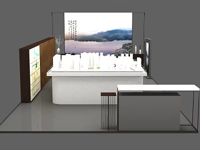 Tobacco and Liquor Store Interior Design With Display Counter And Decorative Background 3d model