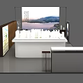 Tobacco and Liquor Store Interior Design With Display Counter And Decorative Background